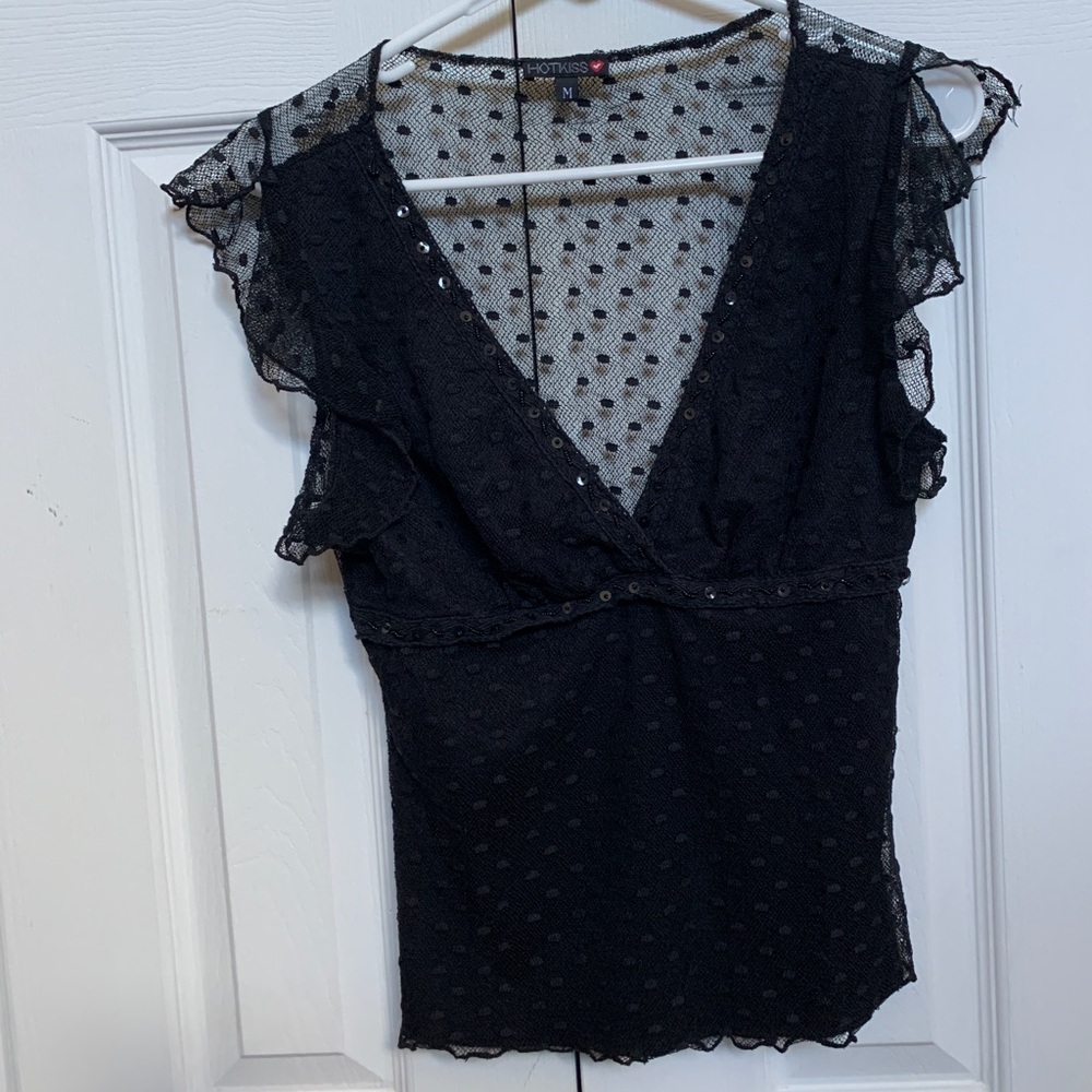 Vintage Polka Dot Sequin Mesh Tank Top